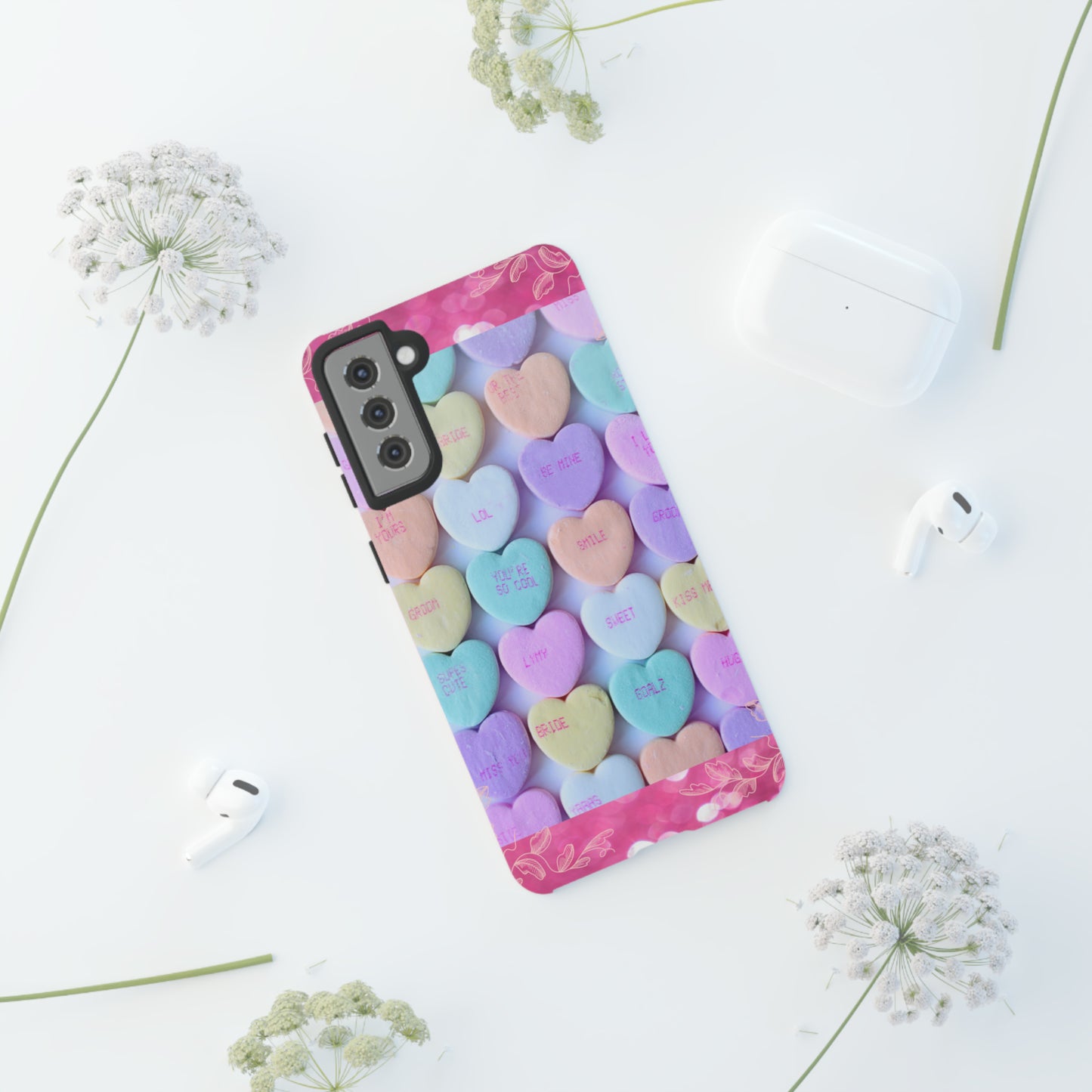 Candy Hearts: 46-Tough Case iPhone series 15 14 13 12 11 X XR XS 8: Google series 7 6 5: Samsung series S23 S22 S21 S20 S10