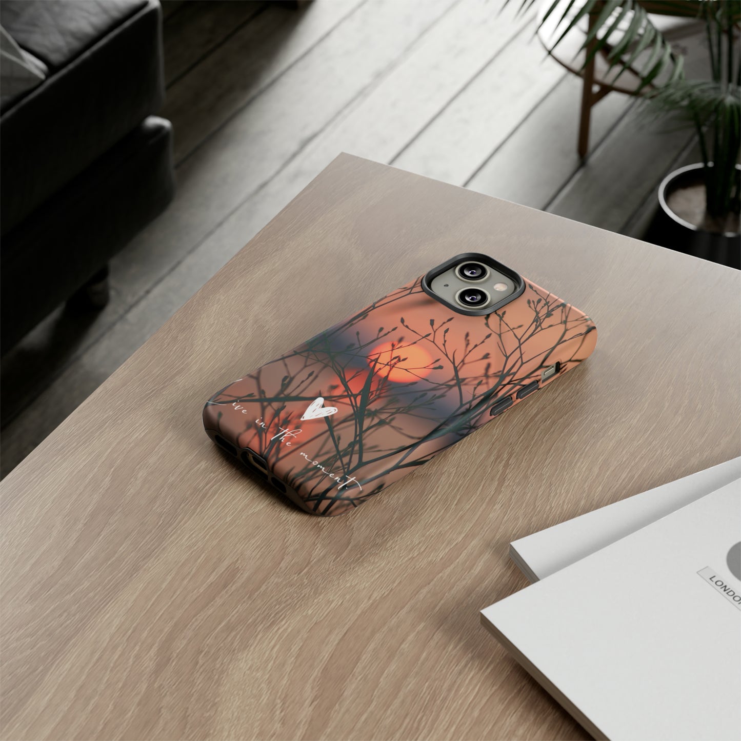 VIVID SUNSET FLORAL DESIGN with black background: 46-Tough Case iPhone series 15 14 13 12 11 X XR XS 8: Google series 7 6 5: Samsung series S23 S22 S21 S20 S10