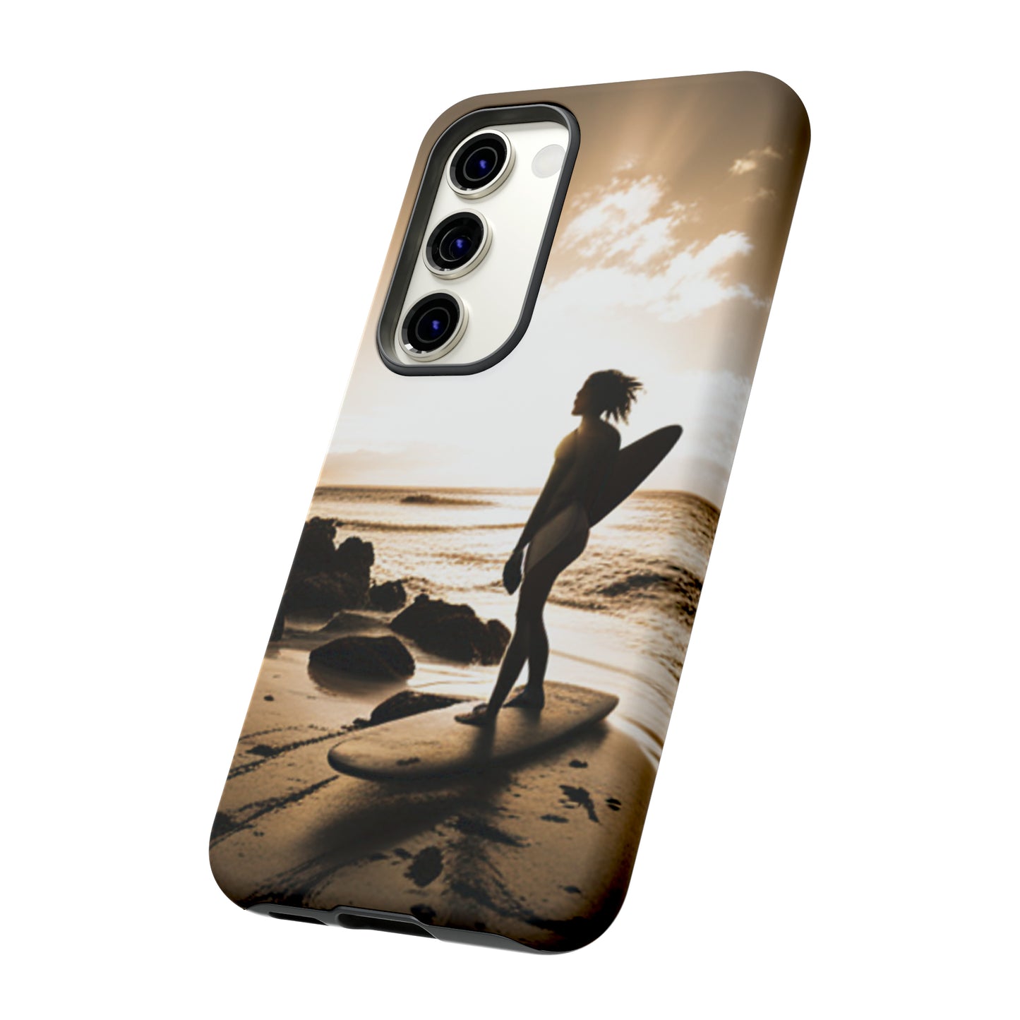 Surfing Aruba with a black background: 46 - Tough Case iPhone series 15 14 13 12 11 X XR XS 8: Google series 7 6 5: Samsung series S23 S22 S21 S20 S10