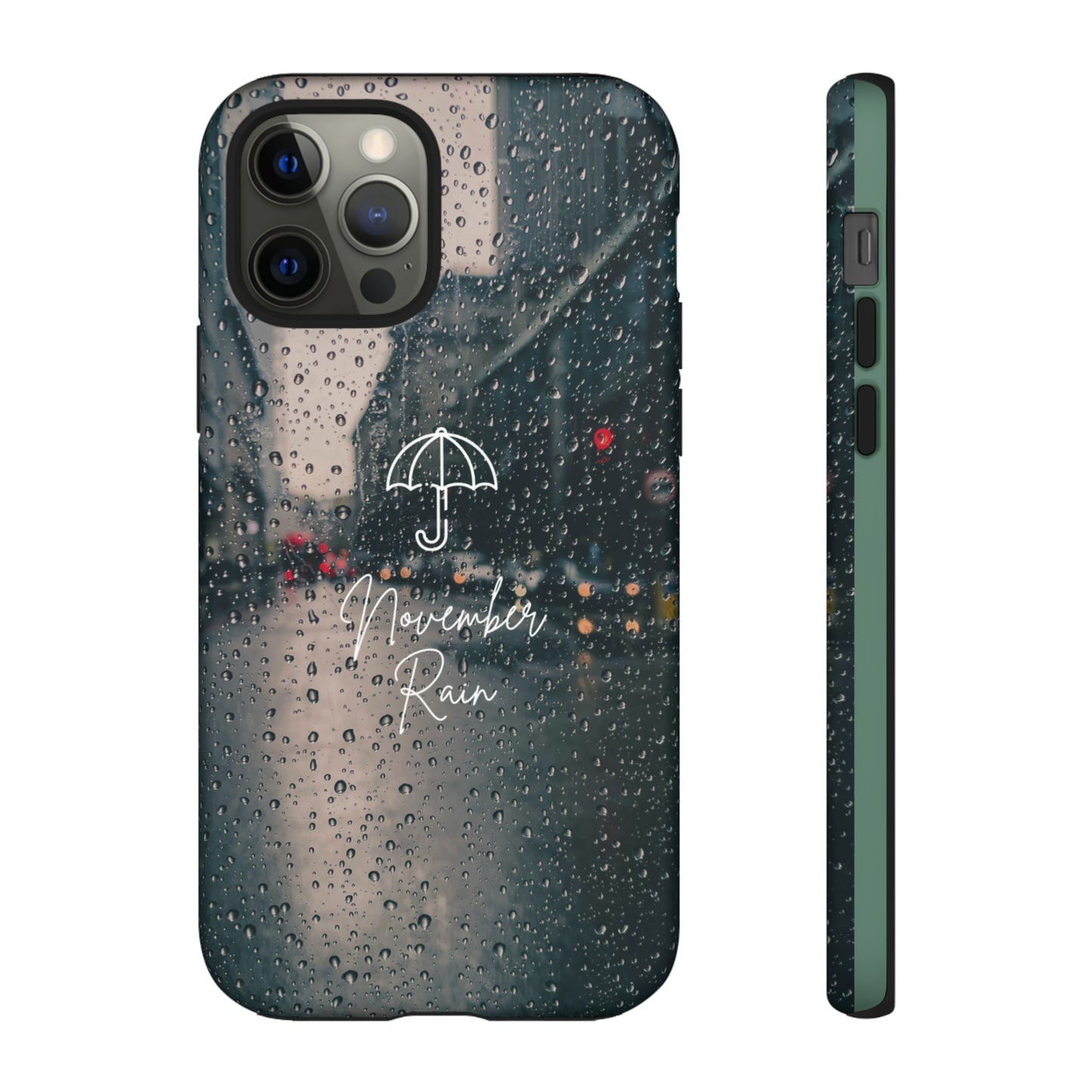 November Rain with Green Background: 46-Tough Case iPhone series 15 14 13 12 11 X XR XS 8: Google series 7 6 5: Samsung series S23 S22 S21 S20 S10