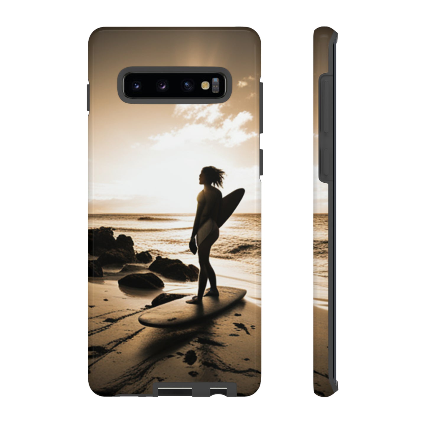 Surfing Aruba with a black background: 46 - Tough Case iPhone series 15 14 13 12 11 X XR XS 8: Google series 7 6 5: Samsung series S23 S22 S21 S20 S10