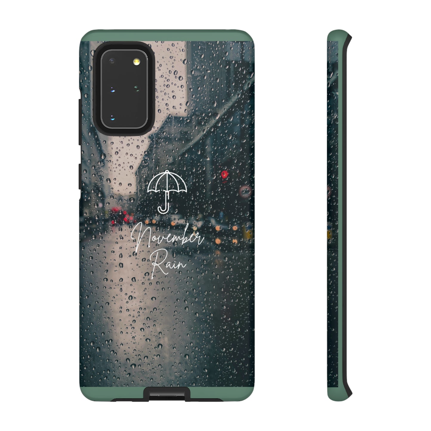 November Rain with Green Background: 46-Tough Case iPhone series 15 14 13 12 11 X XR XS 8: Google series 7 6 5: Samsung series S23 S22 S21 S20 S10