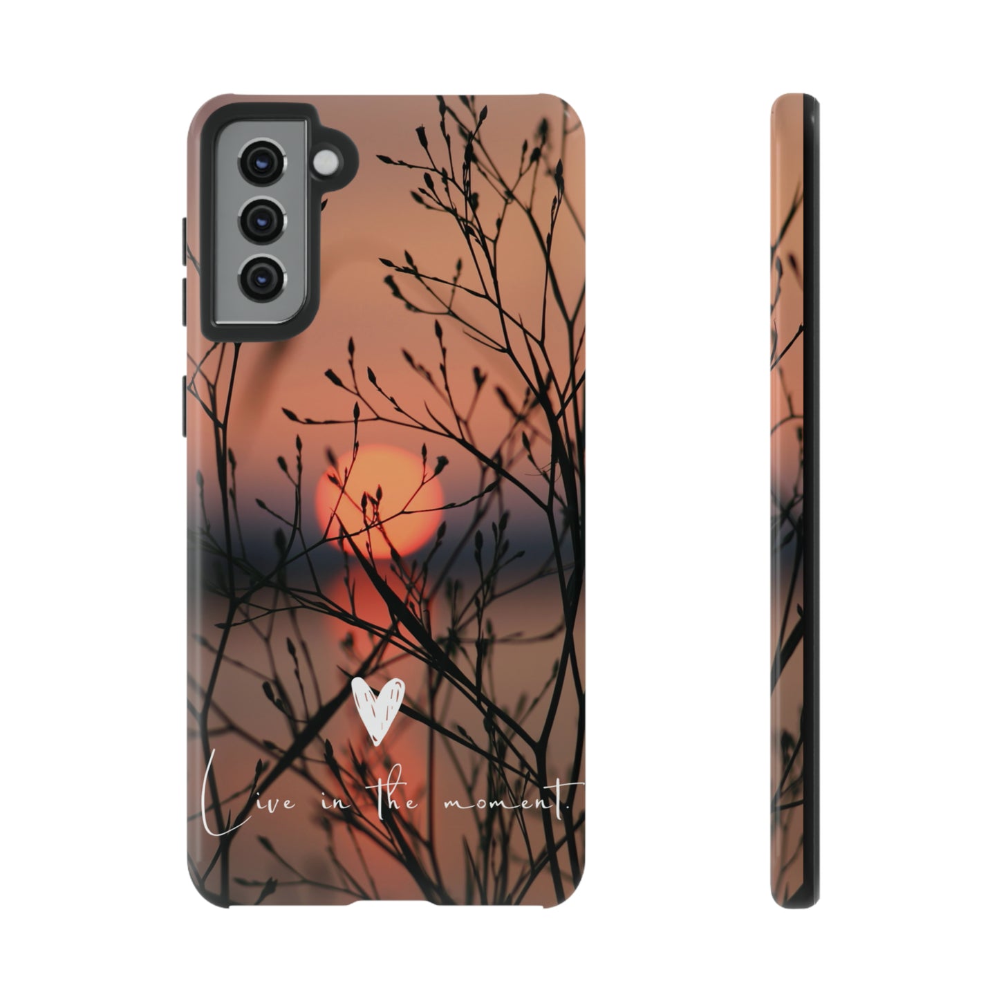 VIVID SUNSET FLORAL DESIGN with black background: 46-Tough Case iPhone series 15 14 13 12 11 X XR XS 8: Google series 7 6 5: Samsung series S23 S22 S21 S20 S10