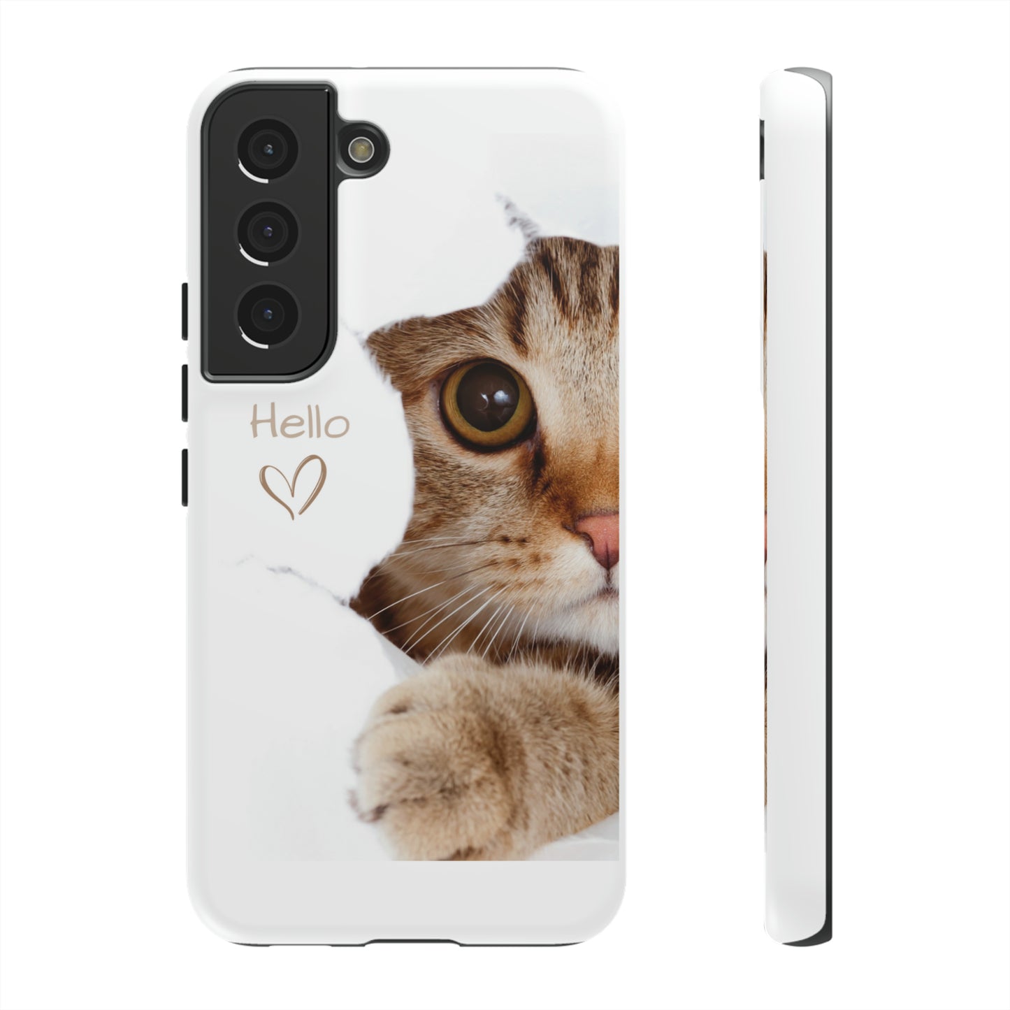 Hey Kitty with white background: 46-Tough Case iPhone series 15 14 13 12 11 X XR XS 8: Google series 7 6 5: Samsung series S23 S22 S21 S20 S10