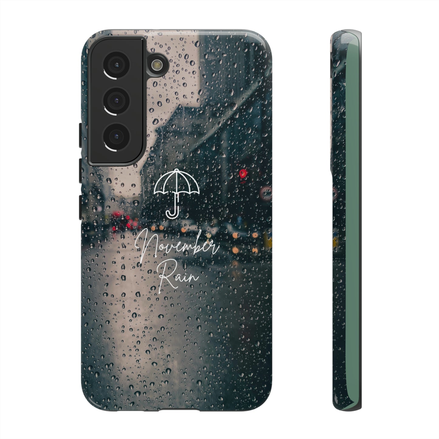 November Rain with Green Background: 46-Tough Case iPhone series 15 14 13 12 11 X XR XS 8: Google series 7 6 5: Samsung series S23 S22 S21 S20 S10