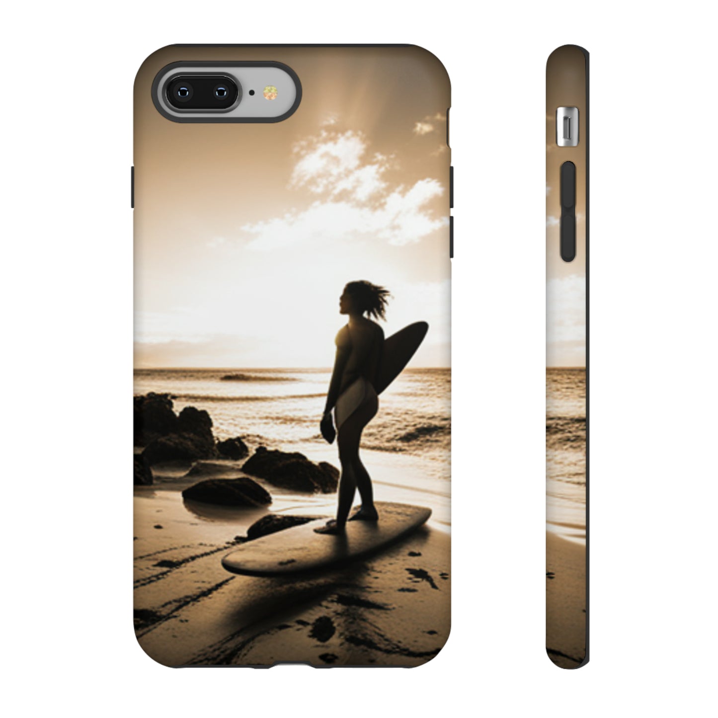 Surfing Aruba with a black background: 46 - Tough Case iPhone series 15 14 13 12 11 X XR XS 8: Google series 7 6 5: Samsung series S23 S22 S21 S20 S10