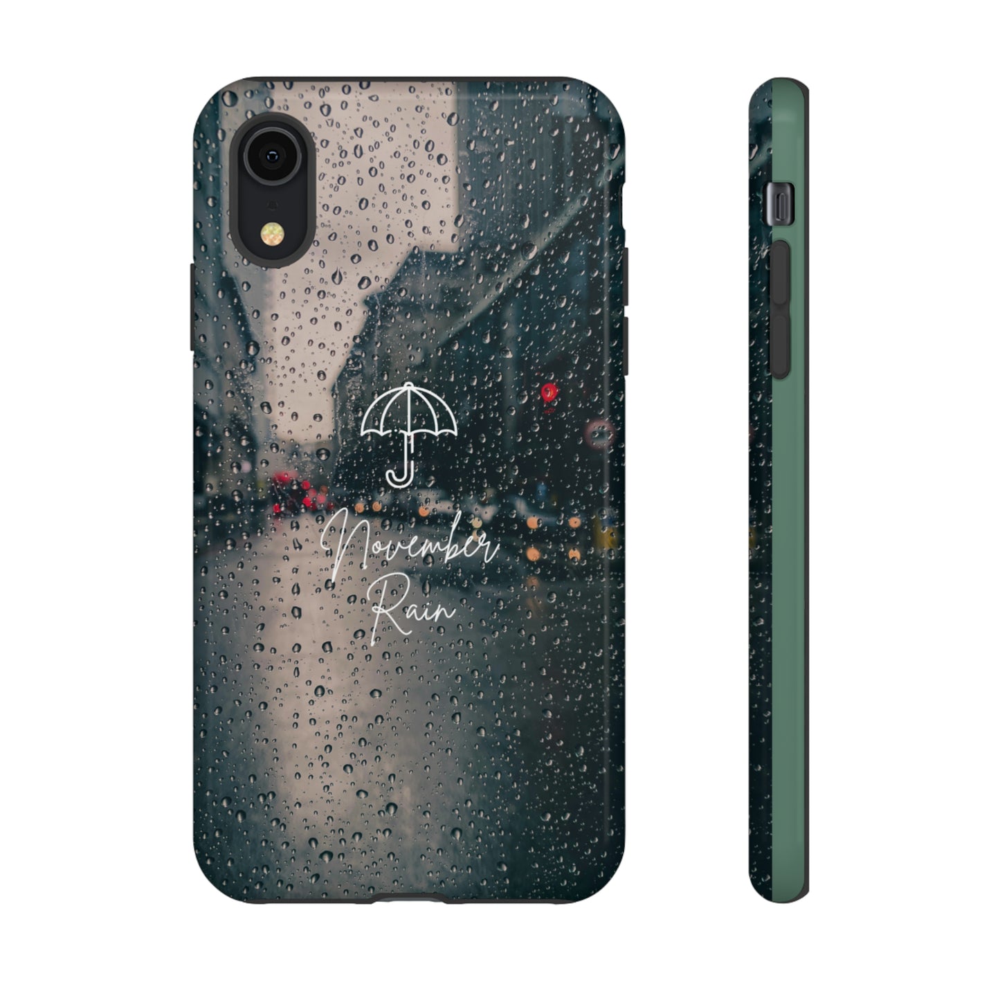 November Rain with Green Background: 46-Tough Case iPhone series 15 14 13 12 11 X XR XS 8: Google series 7 6 5: Samsung series S23 S22 S21 S20 S10