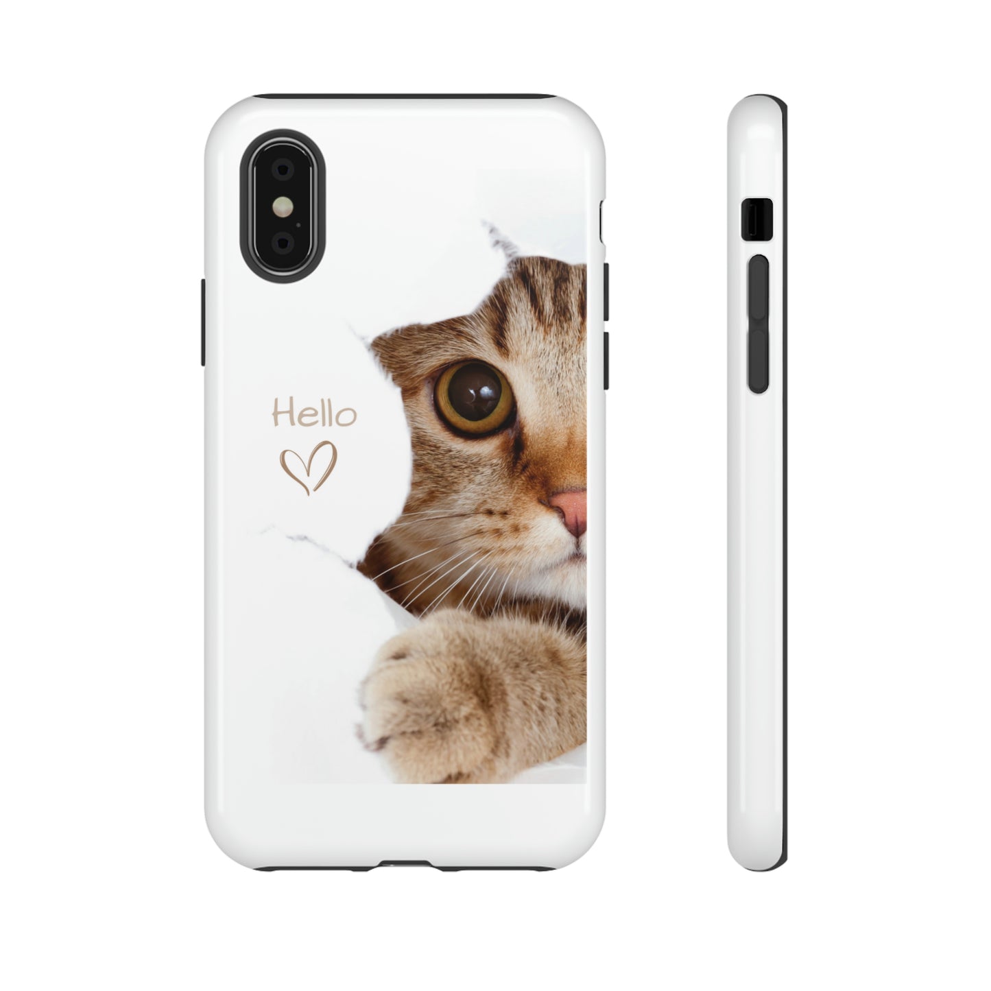 Hey Kitty with white background: 46-Tough Case iPhone series 15 14 13 12 11 X XR XS 8: Google series 7 6 5: Samsung series S23 S22 S21 S20 S10