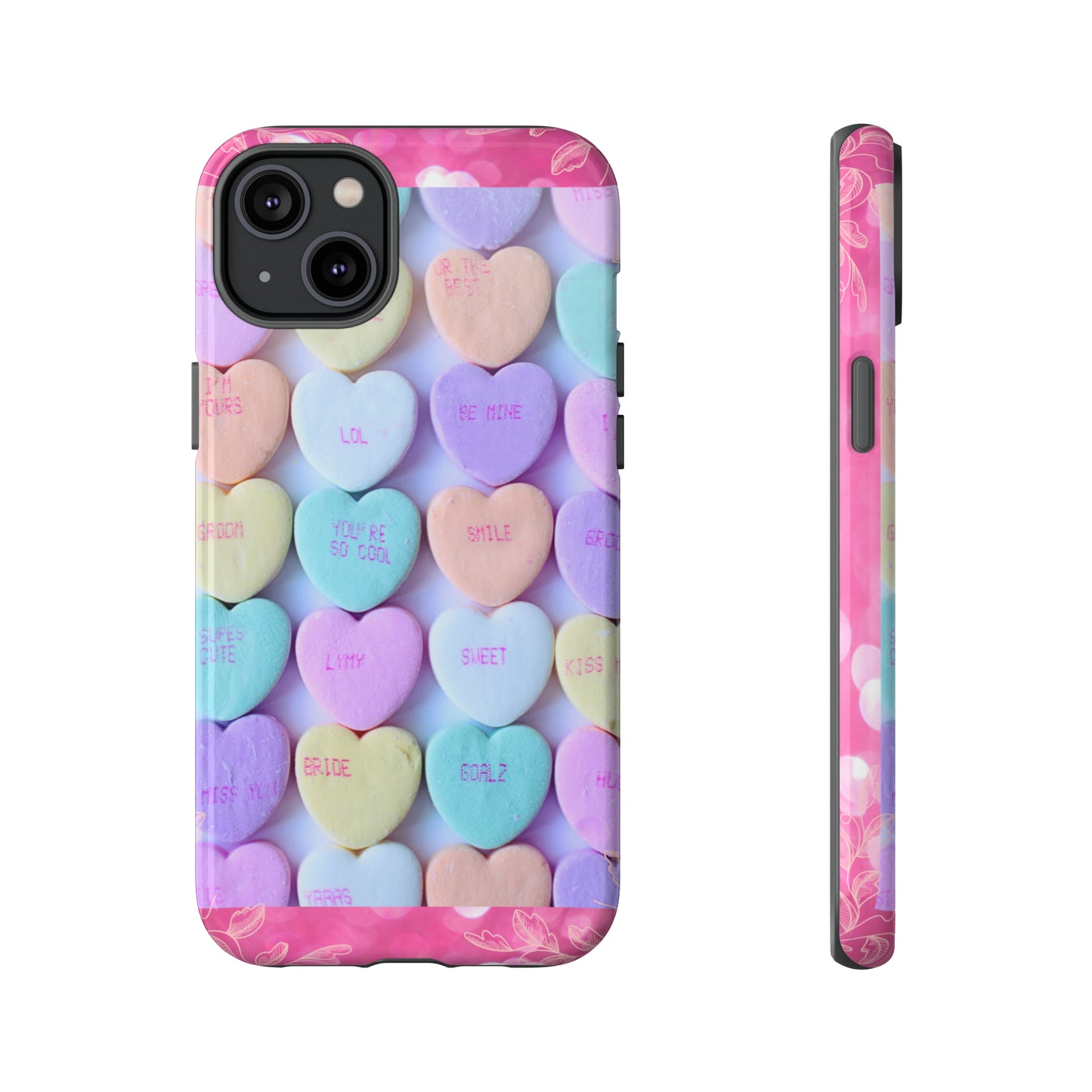 Candy Hearts: 46-Tough Case iPhone series 15 14 13 12 11 X XR XS 8: Google series 7 6 5: Samsung series S23 S22 S21 S20 S10