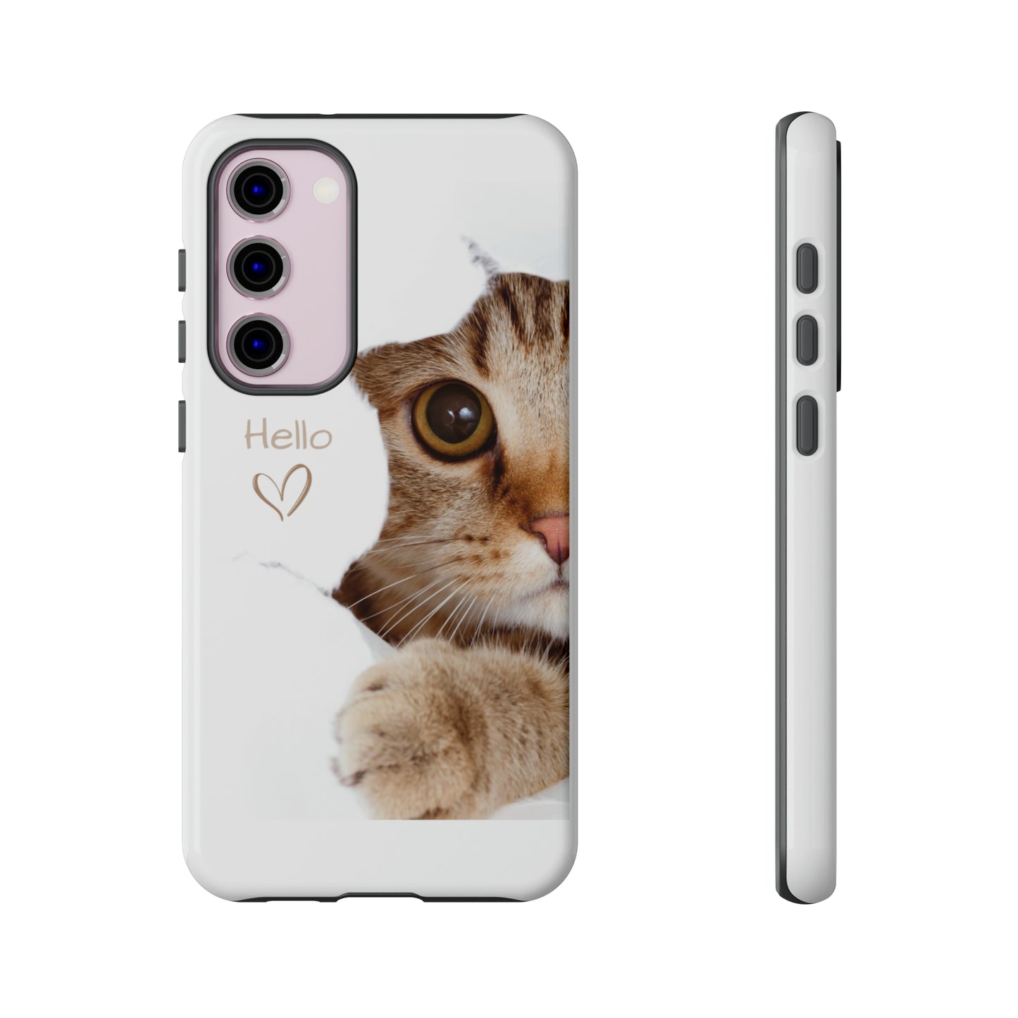 Hey Kitty with white background: 46-Tough Case iPhone series 15 14 13 12 11 X XR XS 8: Google series 7 6 5: Samsung series S23 S22 S21 S20 S10