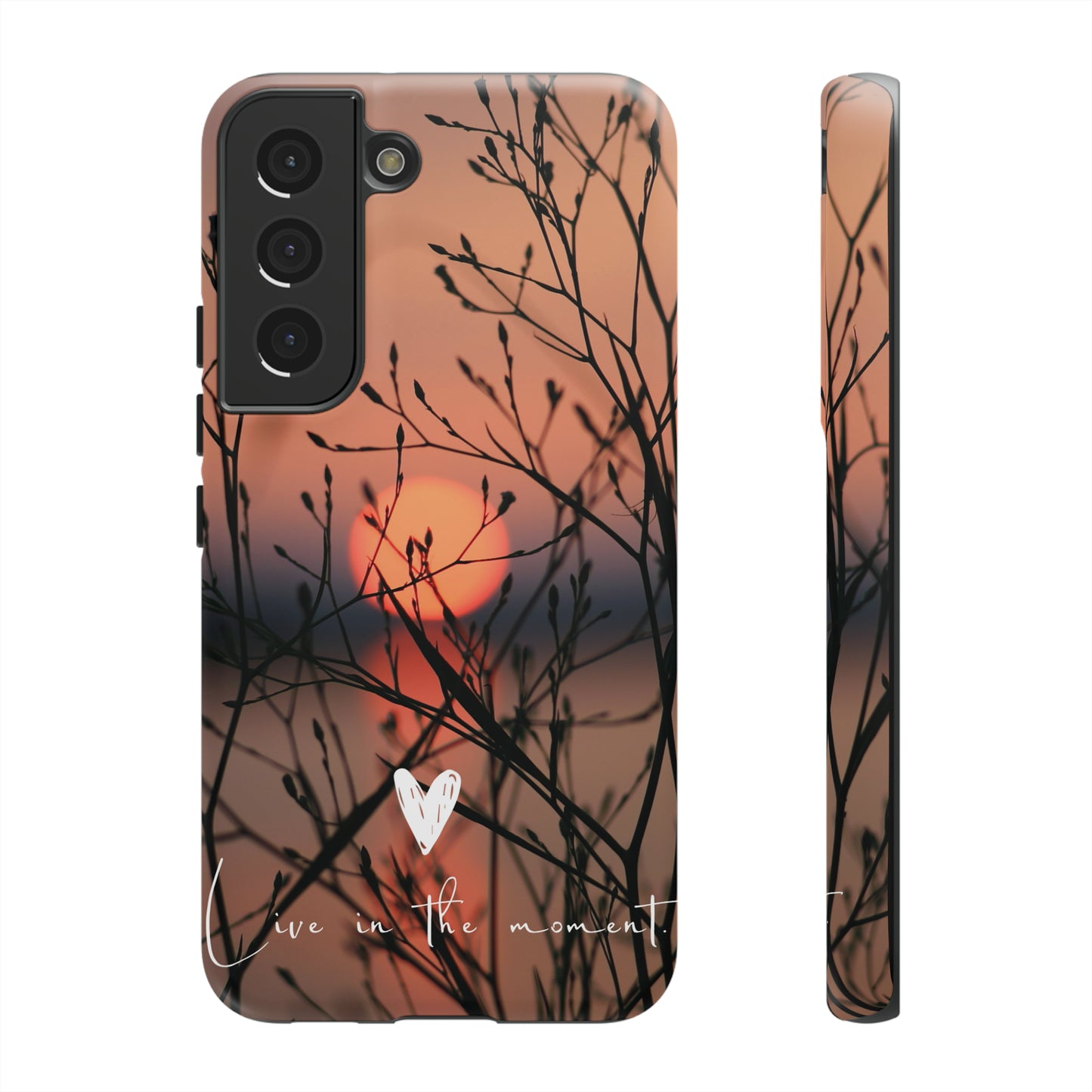 VIVID SUNSET FLORAL DESIGN with black background: 46-Tough Case iPhone series 15 14 13 12 11 X XR XS 8: Google series 7 6 5: Samsung series S23 S22 S21 S20 S10