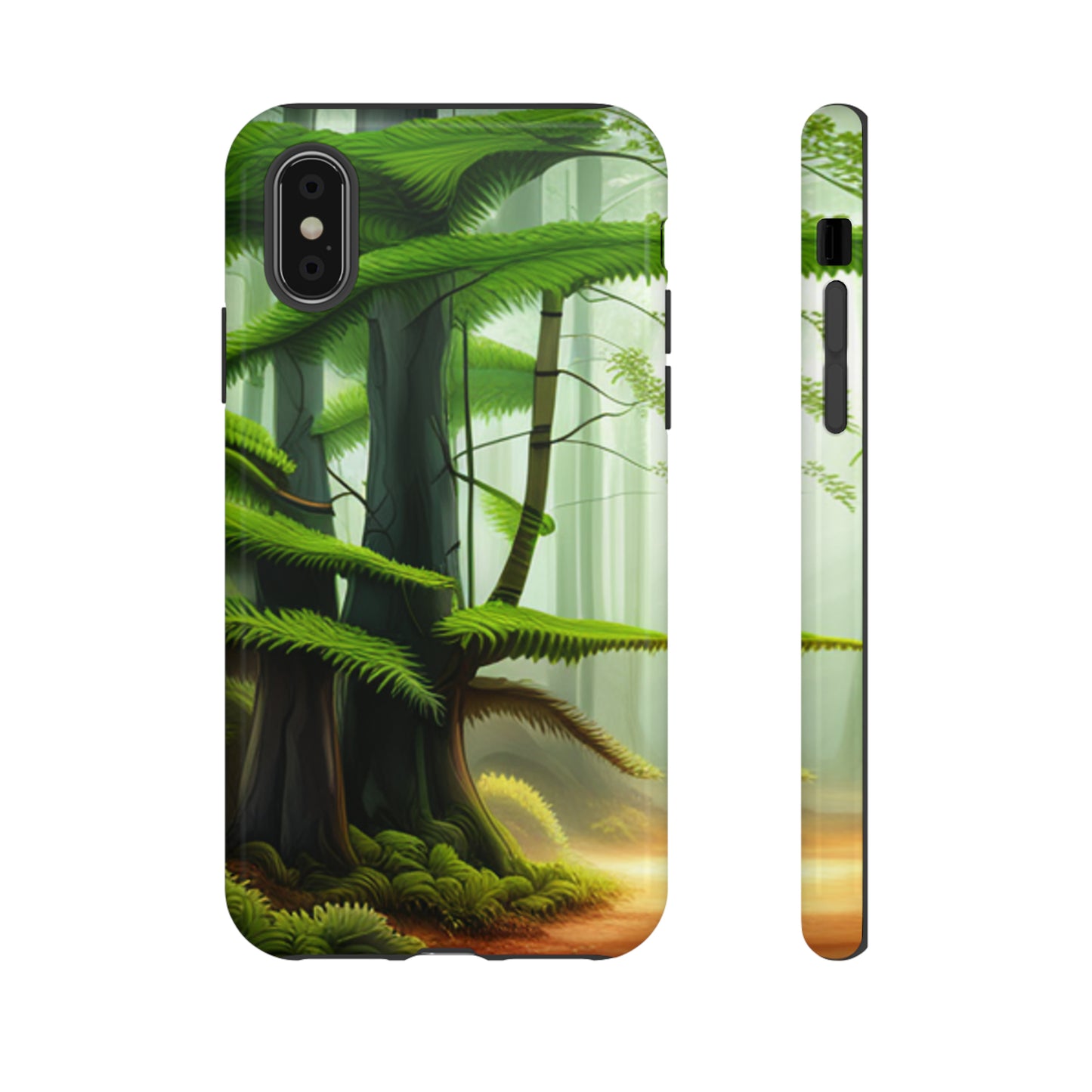 Boston Fern in the forest with black background : 46-Tough Case iPhone series 15 14 13 12 11 X XR XS 8: Google series 7 6 5: Samsung series S23 S22 S21 S20 S10