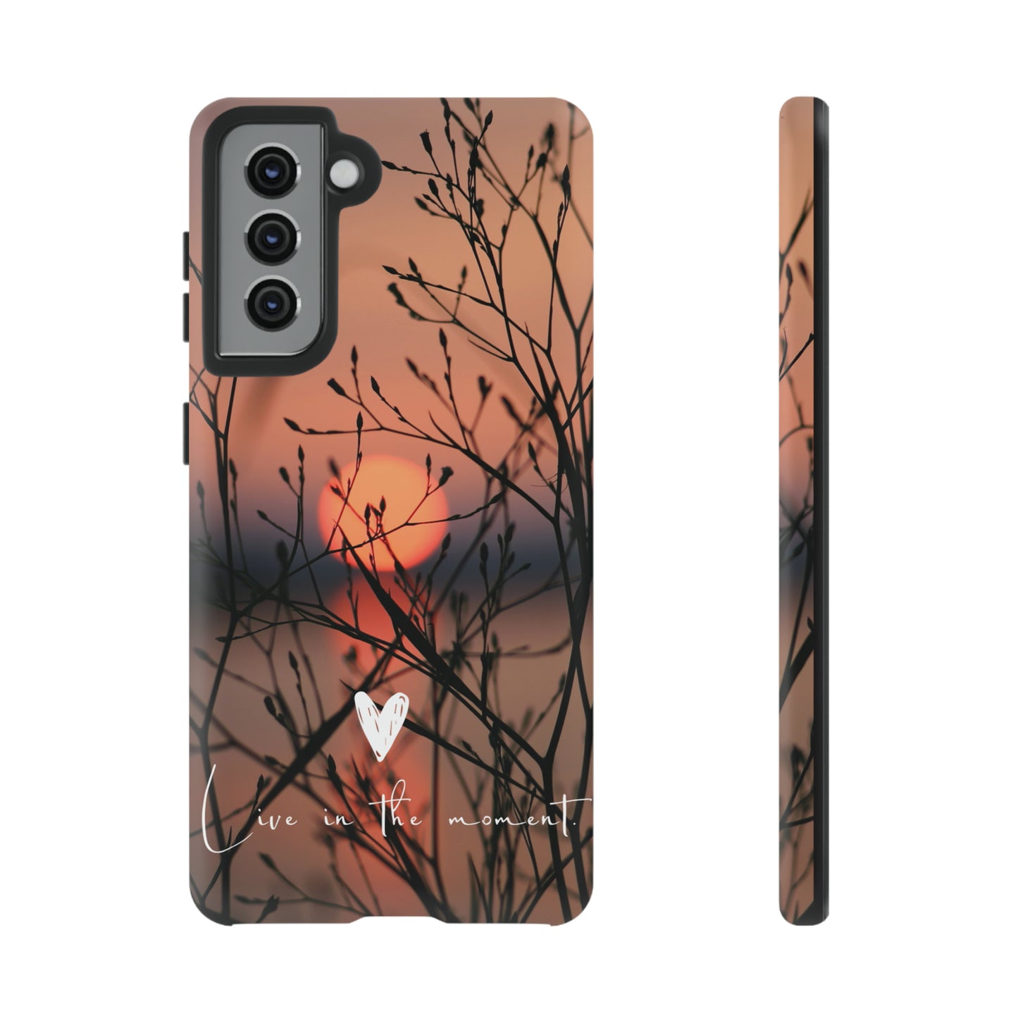 VIVID SUNSET FLORAL DESIGN with black background: 46-Tough Case iPhone series 15 14 13 12 11 X XR XS 8: Google series 7 6 5: Samsung series S23 S22 S21 S20 S10