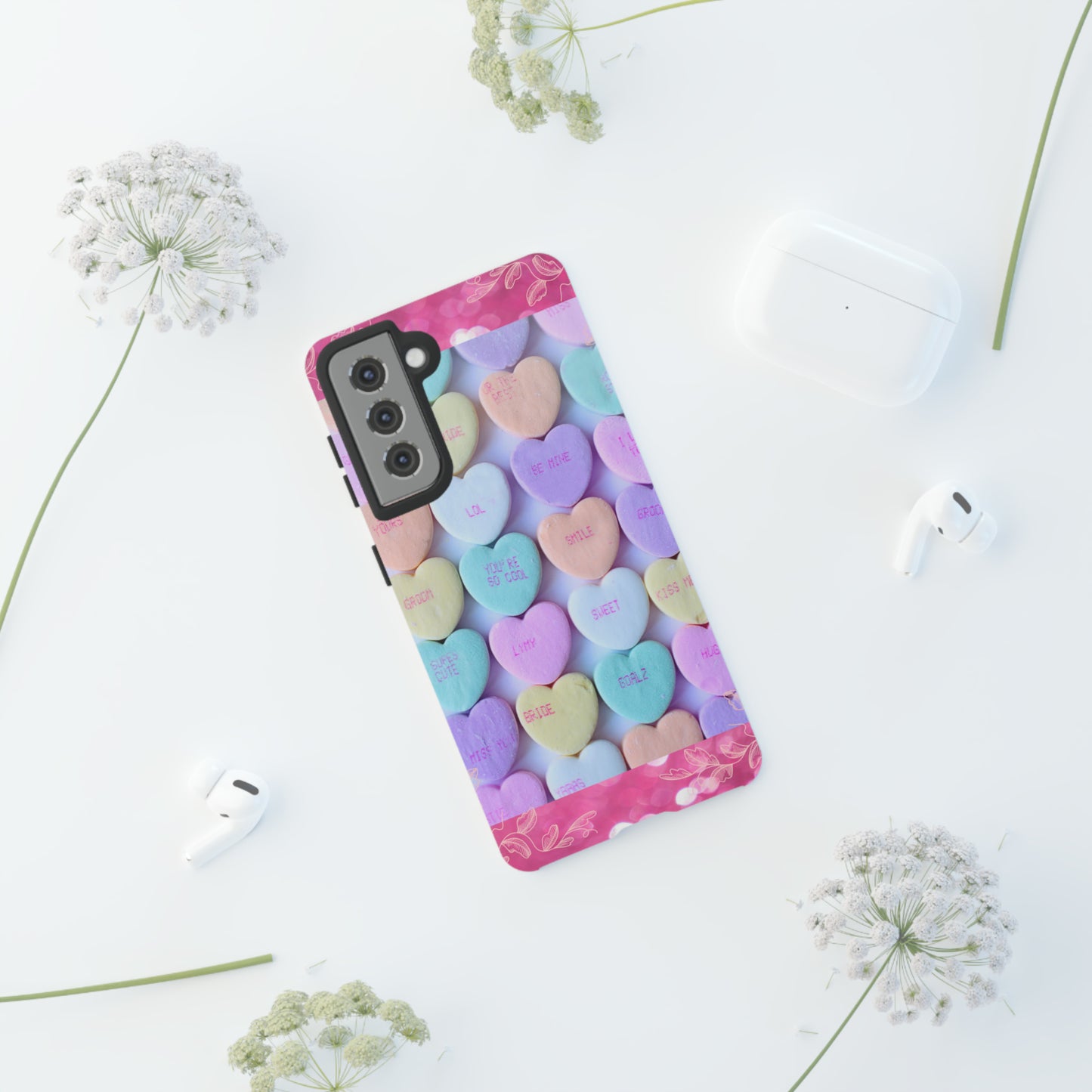 Candy Hearts: 46-Tough Case iPhone series 15 14 13 12 11 X XR XS 8: Google series 7 6 5: Samsung series S23 S22 S21 S20 S10