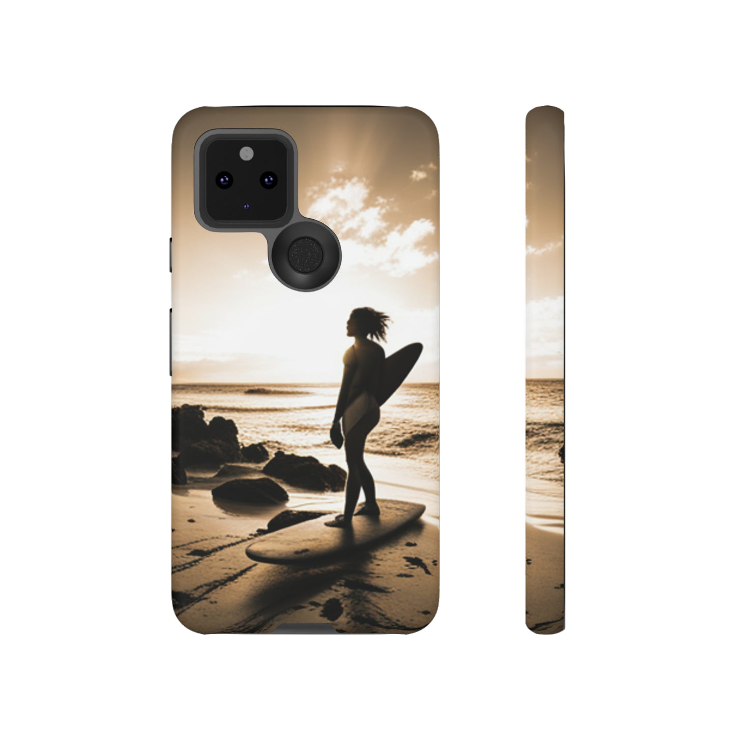 Surfing Aruba with a black background: 46 - Tough Case iPhone series 15 14 13 12 11 X XR XS 8: Google series 7 6 5: Samsung series S23 S22 S21 S20 S10