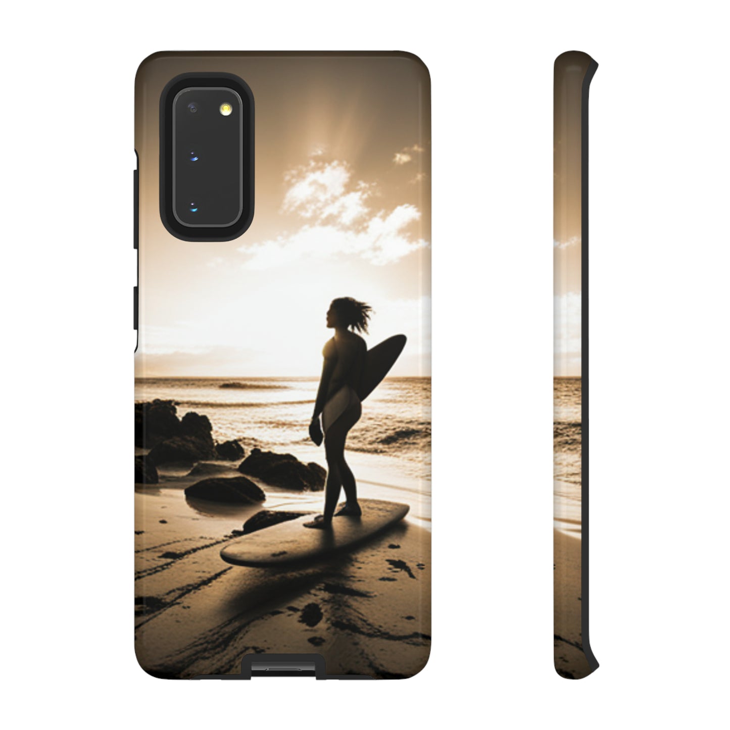 Surfing Aruba with a black background: 46 - Tough Case iPhone series 15 14 13 12 11 X XR XS 8: Google series 7 6 5: Samsung series S23 S22 S21 S20 S10