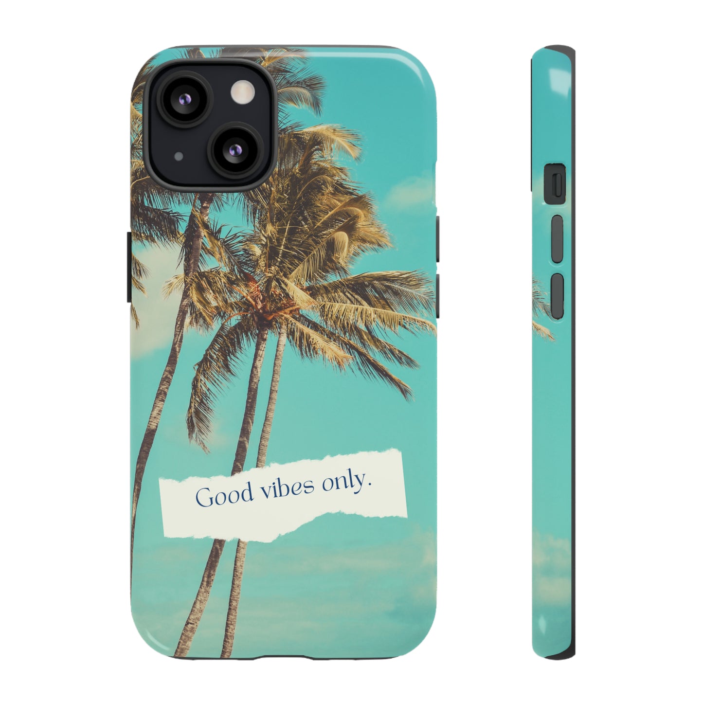 Palm Blue with Turquoise background : 46-Tough Case iPhone series 15 14 13 12 11 X XR XS 8: Google series 7 6 5: Samsung series S23 S22 S21 S20 S10