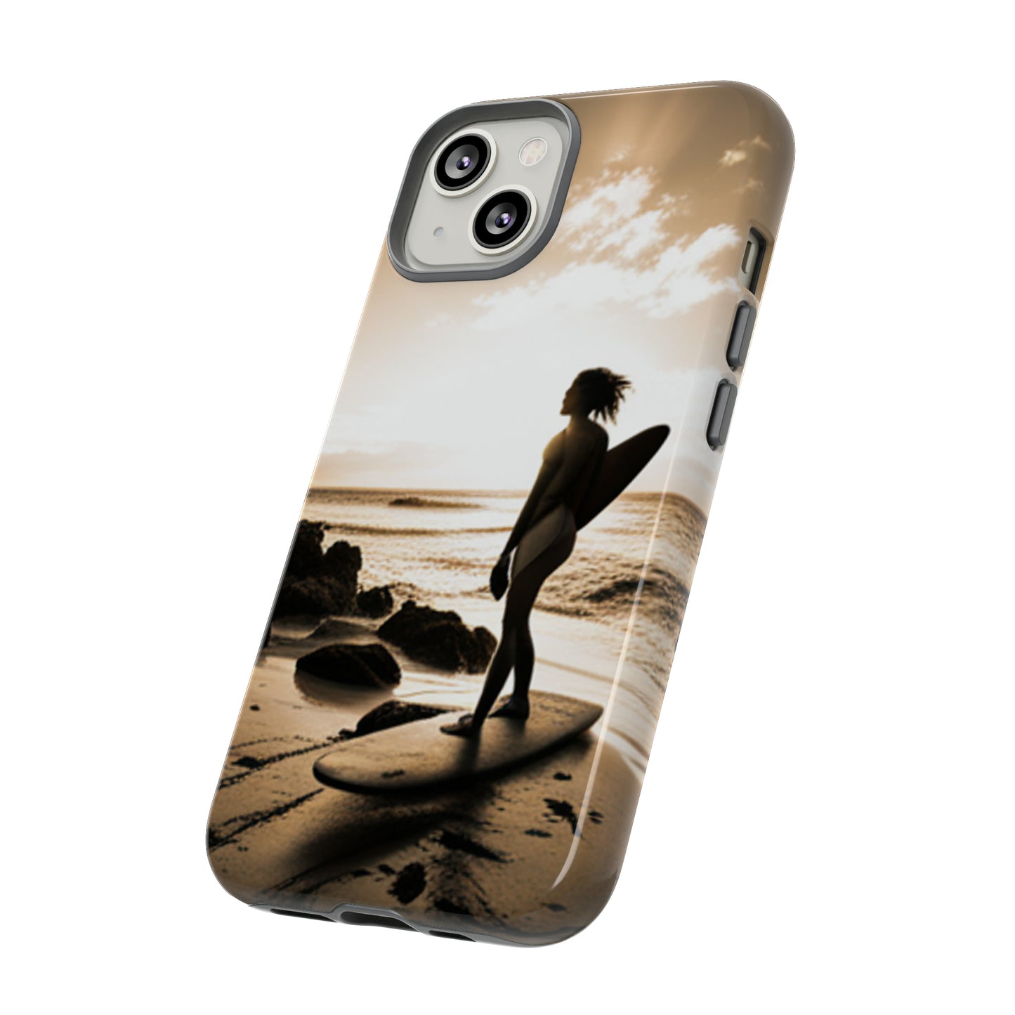 Surfing Aruba with a black background: 46 - Tough Case iPhone series 15 14 13 12 11 X XR XS 8: Google series 7 6 5: Samsung series S23 S22 S21 S20 S10