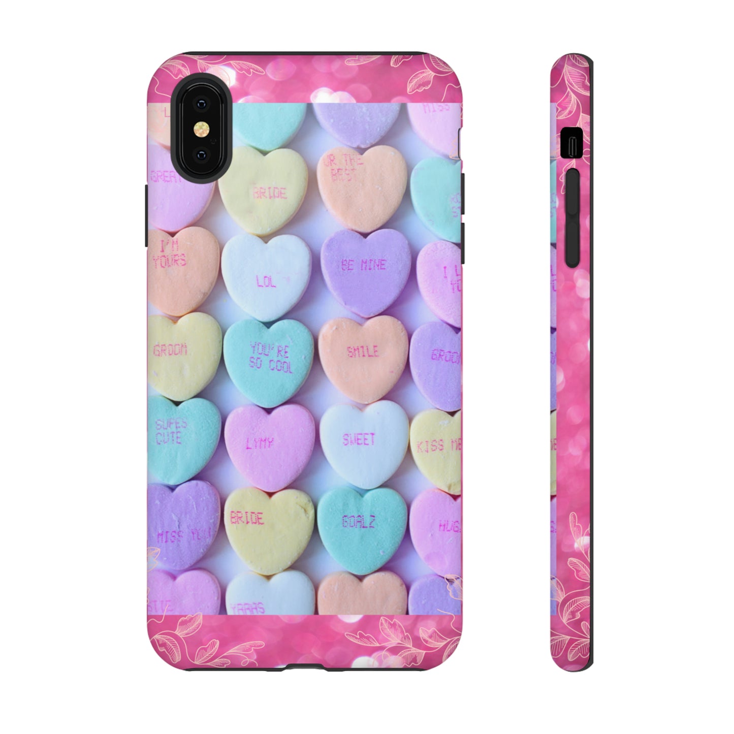 Candy Hearts: 46-Tough Case iPhone series 15 14 13 12 11 X XR XS 8: Google series 7 6 5: Samsung series S23 S22 S21 S20 S10