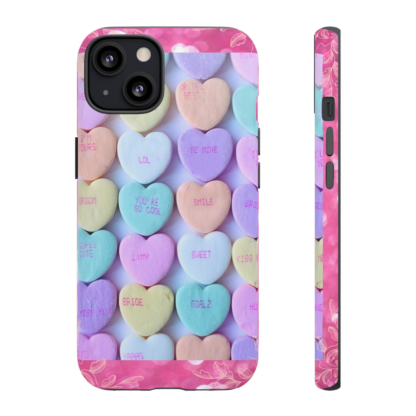 Candy Hearts: 46-Tough Case iPhone series 15 14 13 12 11 X XR XS 8: Google series 7 6 5: Samsung series S23 S22 S21 S20 S10