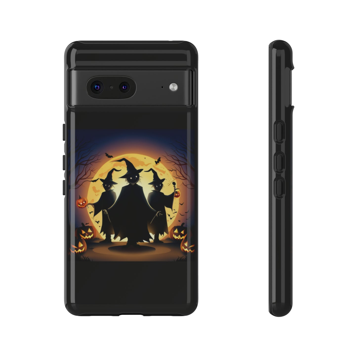 Trick or Treat with black background: 46-Tough Case iPhone series 15 14 13 12 11 X XR XS 8: Google series 7 6 5: Samsung series S23 S22 S21 S20 S10