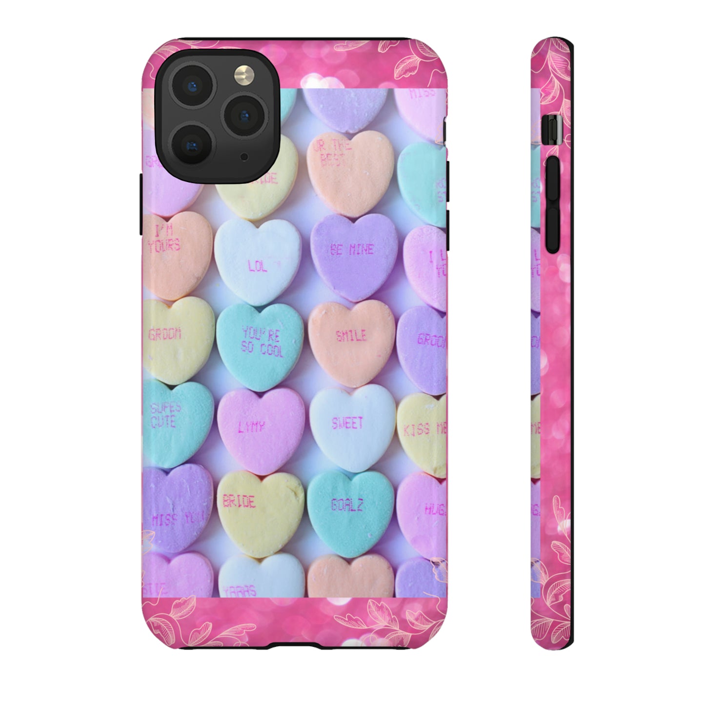 Candy Hearts: 46-Tough Case iPhone series 15 14 13 12 11 X XR XS 8: Google series 7 6 5: Samsung series S23 S22 S21 S20 S10